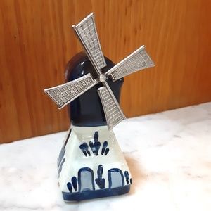 Dutch Windmill Porcelain Metal Blades Handmade Vintage